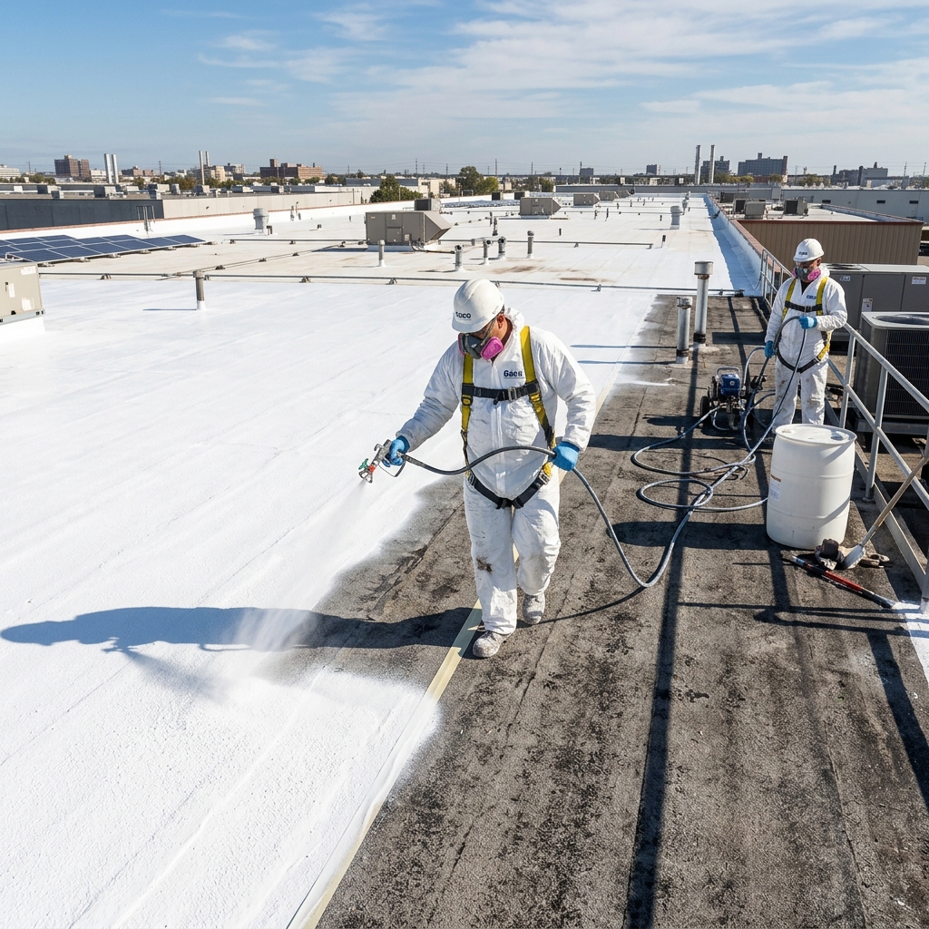 Commercial Silicone Roof Coating Application